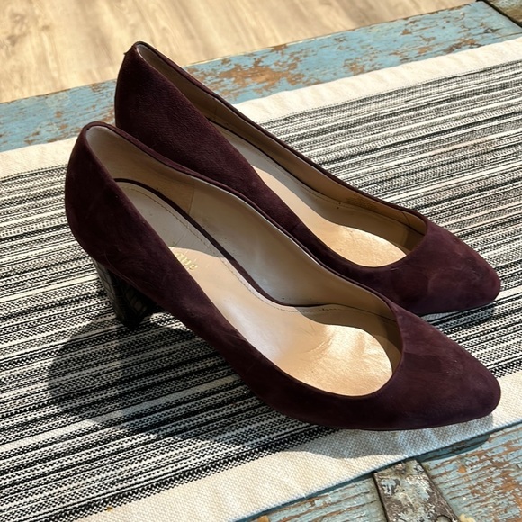 Essex Lane Burgundy Suede with Croc Embossed Square Heels Size 10 - Picture 1 of 6